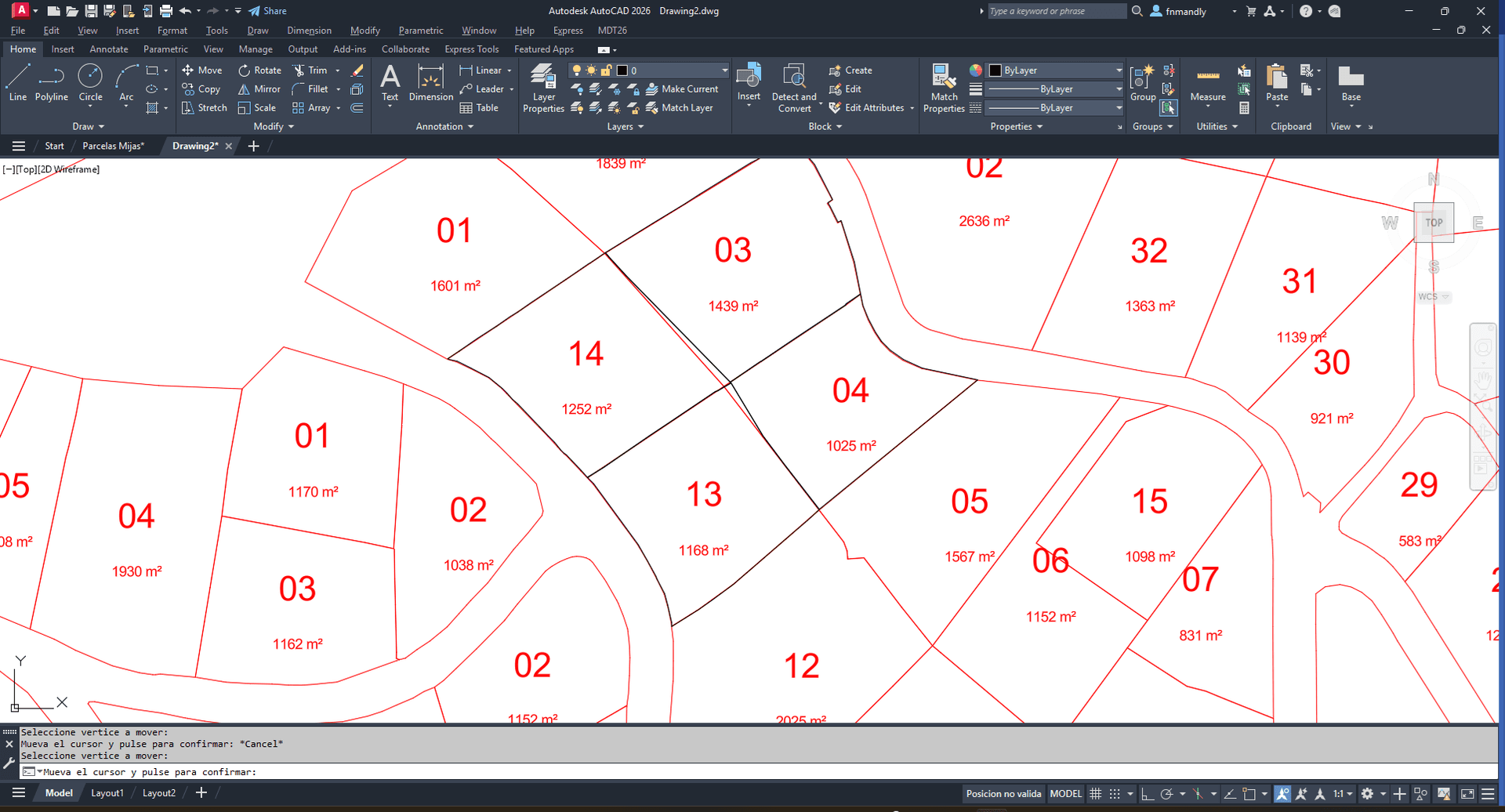 Edición interactiva de vértices de parcela