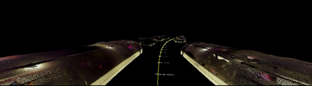 Vista parcial da animação do percurso pelo eixo